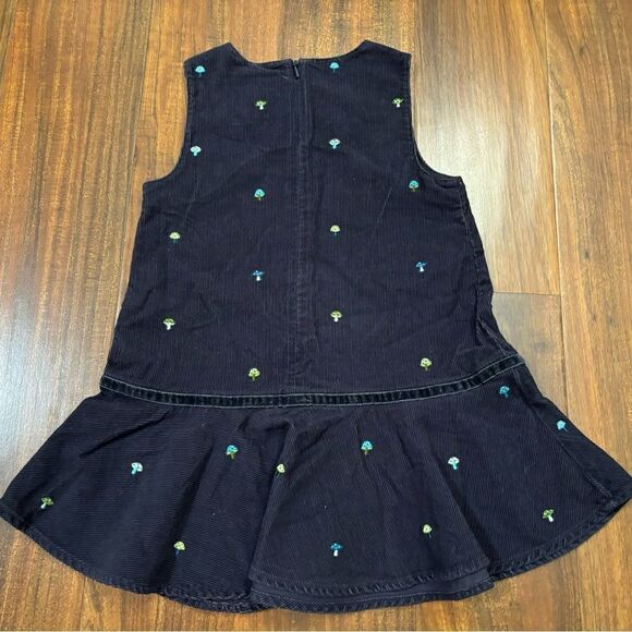 Gymboree vintage 2003 navy/grey corduroy embroidered mushroom dress - Picture 3 of 5